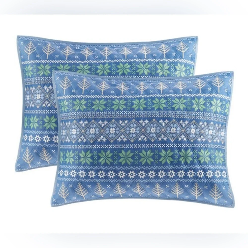 Full/Queen MARTHA STEWART Collection Holiday Sweater Quilt Shams Tote Bag set